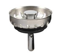 EaseSunny Cesta coladora de fregadero de cocina de acero inoxidable, filtro de drenaje de 52 mm con sello de goma para válvula G1-1/2 pulgadas, tapón de residuos de profundidad ajustable