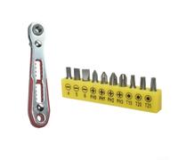 EaseSunny Para mini llave de trinquete de 1/4 de accionamiento reversible de 36 dientes, cromo vanadio para aparatos electrónicos, fijación de 103 mm (llave + broca)