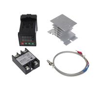 EaseSunny REX-C100 - Kit de controlador de temperatura PID, relé SSR-40DA, sonda tipo K, disipador de calor, 0-400C, CA 24-380V, para horno industrial, incubadora