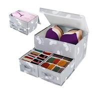 EASEVE 2 Piezas Sistema de organización de cajones para armario, organizador de ropa, armario, caja de almacenamiento plegable de tela para sujetador, calcetines, ropa interior, bragas, camiseta