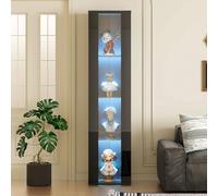 Easexcy 40 x 29 x 170 cm, vitrina multifuncional, separador de cristal, luz LED que cambia de color, control remoto/ajuste de aplicaciones, placa acrílica, diseño simple, blanco (negro)