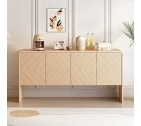 Easexcy Aparador de almacenamiento grande de estilo minimalista con 4 puertas y dispositivo de retroceso para sala de estar y entrada, 152,5 x 40 x 76,5 cm (crema de albaricoque)