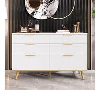 Easexcy Cómoda moderna de 6 cajones con patas de aspecto de madera para almacenamiento versátil, amplia gama de usos para salón, dormitorio y pasillo