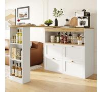 Easexcy Mesa alta giratoria de 360° (cuerpo 105 x 39 x 102 cm) con 4 cajones y estantes abiertos, adecuada para comedor/estudio/sala de estar, color blanco