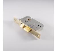 Easi T - Cerradura de 3 palancas para puertas interiores, seguridad residencial, adecuada para dormitorios y oficinas (electro latón, 64 mm, blíster)