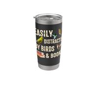 Easily Distracted By Birds & Books Vintage Funny Birder Vaso térmico de acero inoxidable de doble pared