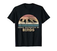 Easily Distracted By Birds Distressed Funny Bird Birds Lover Camiseta