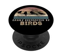 Easily Distracted by Birds Distressed Funny Bird Birds Lover PopSockets PopGrip Adhesivo