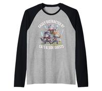 Easily Distracted by Cats and Side Quests RPG Gamer Camiseta Manga Raglan