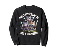 Easily Distracted by Cats and Side Quests RPG Gamer Sudadera