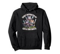 Easily Distracted by Cats and Side Quests RPG Gamer Sudadera con Capucha