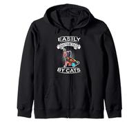 Easily Distracted by Cats Funny Kitten Cat Loves Sudadera con Capucha