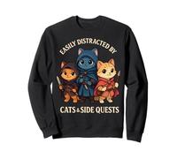 Easily Distracted by Cats & Side Quests Role-Playing Fantasy Sudadera