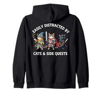 Easily Distracted by Cats & Side Quests Role-Playing Fantasy Sudadera con Capucha