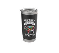 Easily Distracted By Cows Funny Animal Cow Loves Vaso térmico de acero inoxidable de doble pared