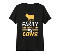 Easily Distracted by Cows Funny Cow Lover Animal Lovers Camiseta Premium