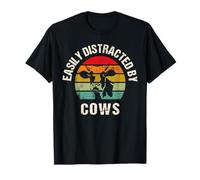 Easily Distracted by Cows Funny Farmer Meme Cow Cattle Lover Camiseta