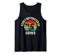 Easily Distracted by Cows Funny Farmer Meme Cow Cattle Lover Camiseta sin Mangas