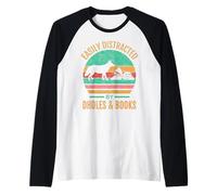 Easily Distracted by Dholes & Books Retro Wild Dogs Lover Camiseta Manga Raglan