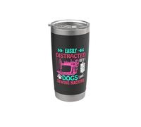 Easily Distracted By Dogs And Sewing Machine Seamstress Vaso térmico de acero inoxidable de doble pared