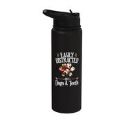 Easily Distracted by Dogs and Teeth Dental Hygienist Student Stainless Steel Insulated Water Bottle