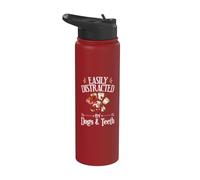 Easily Distracted by Dogs and Teeth Dental Hygienist Student Stainless Steel Insulated Water Bottle
