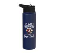 Easily Distracted by Dogs and Teeth Dental Hygienist Student Stainless Steel Insulated Water Bottle