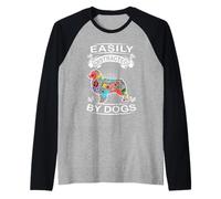 Easily Distracted by Dogs Australian Shepherd Dog Lovers Camiseta Manga Raglan