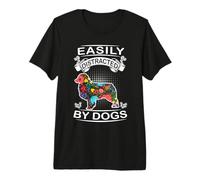 Easily Distracted by Dogs Australian Shepherd Dog Lovers Camiseta Premium
