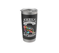 Easily Distracted By Dogs Australian Shepherd Dog Lovers Vaso térmico de acero inoxidable de doble pared
