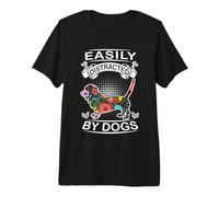 Easily Distracted by Dogs Basset Hound Funny Dog Lover Camiseta Premium