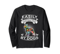 Easily Distracted by Dogs Boston Terrier Dog Lovers Puppy Manga Larga