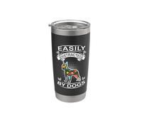 Easily Distracted By Dogs Boston Terrier Dog Lovers Puppy Vaso térmico de acero inoxidable de doble pared