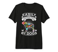 Easily Distracted by Dogs Bulldog Funny Dog Lover Camiseta Premium