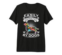 Easily Distracted by Dogs Dachshund Dog Lovers Puppy Camiseta Premium
