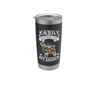 Easily Distracted By Dogs English Springer Spaniel Dog Lover Vaso térmico de acero inoxidable de doble pared