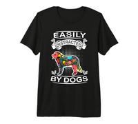Easily Distracted by Dogs Flower Bernese Mountain Dog Lover Camiseta Premium