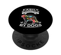 Easily Distracted by Dogs Flower Bernese Mountain Dog Lover PopSockets PopGrip Adhesivo
