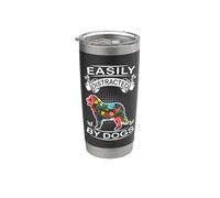 Easily Distracted By Dogs Flower Bernese Mountain Dog Lover Vaso térmico de acero inoxidable de doble pared