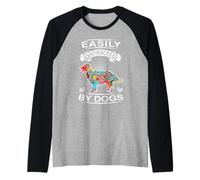 Easily Distracted by Dogs Golden Retriever Dog Lovers Puppy Camiseta Manga Raglan
