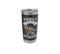 Easily Distracted By Dogs Labrador Retriever Dog Lover Vaso térmico de acero inoxidable de doble pared