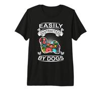 Easily Distracted by Dogs Lhasa Apso Flower Dog Lover Camiseta Premium