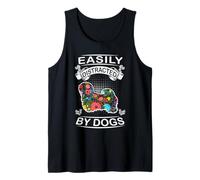 Easily Distracted by Dogs Lhasa Apso Flower Dog Lover Camiseta sin Mangas