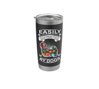 Easily Distracted By Dogs Lhasa Apso Flower Dog Lover Vaso térmico de acero inoxidable de doble pared