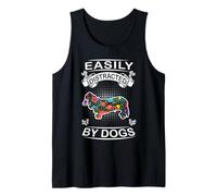 Easily Distracted by Dogs Long Haired Dachshund Dog Love Camiseta sin Mangas