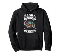 Easily Distracted by Dogs Long Haired Dachshund Dog Love Sudadera con Capucha
