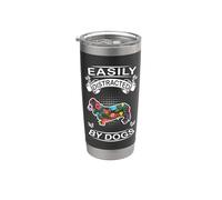 Easily Distracted By Dogs Long Haired Dachshund Dog Love Vaso térmico de acero inoxidable de doble pared