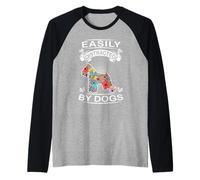 Easily Distracted by Dogs Miniature Schnauzer Dog Lovers Camiseta Manga Raglan