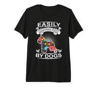 Easily Distracted by Dogs Miniature Schnauzer Dog Lovers Camiseta Premium
