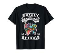 Easily Distracted by Dogs Papillon Funny Dog Lover Camiseta